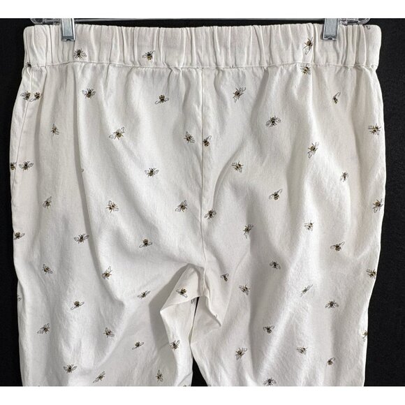 SOPHIE ALLPORT Women Pajama Pants Bees Elastic Drawstring Waist Sz L White 11-7 - Picture 5 of 12